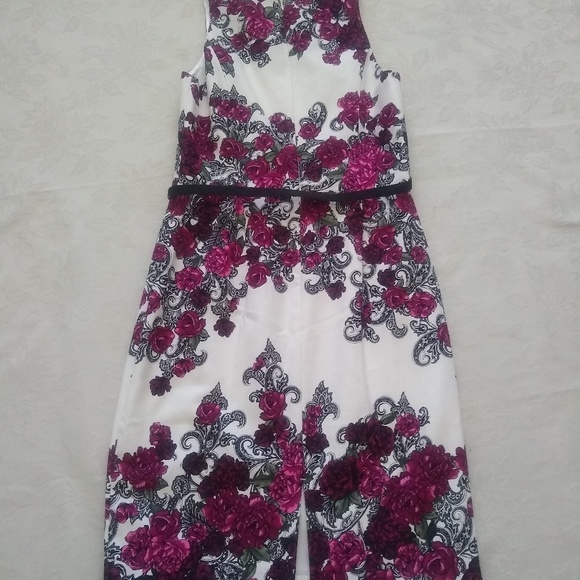 Floral pink roses belted sheath dress - Picture 3 of 7